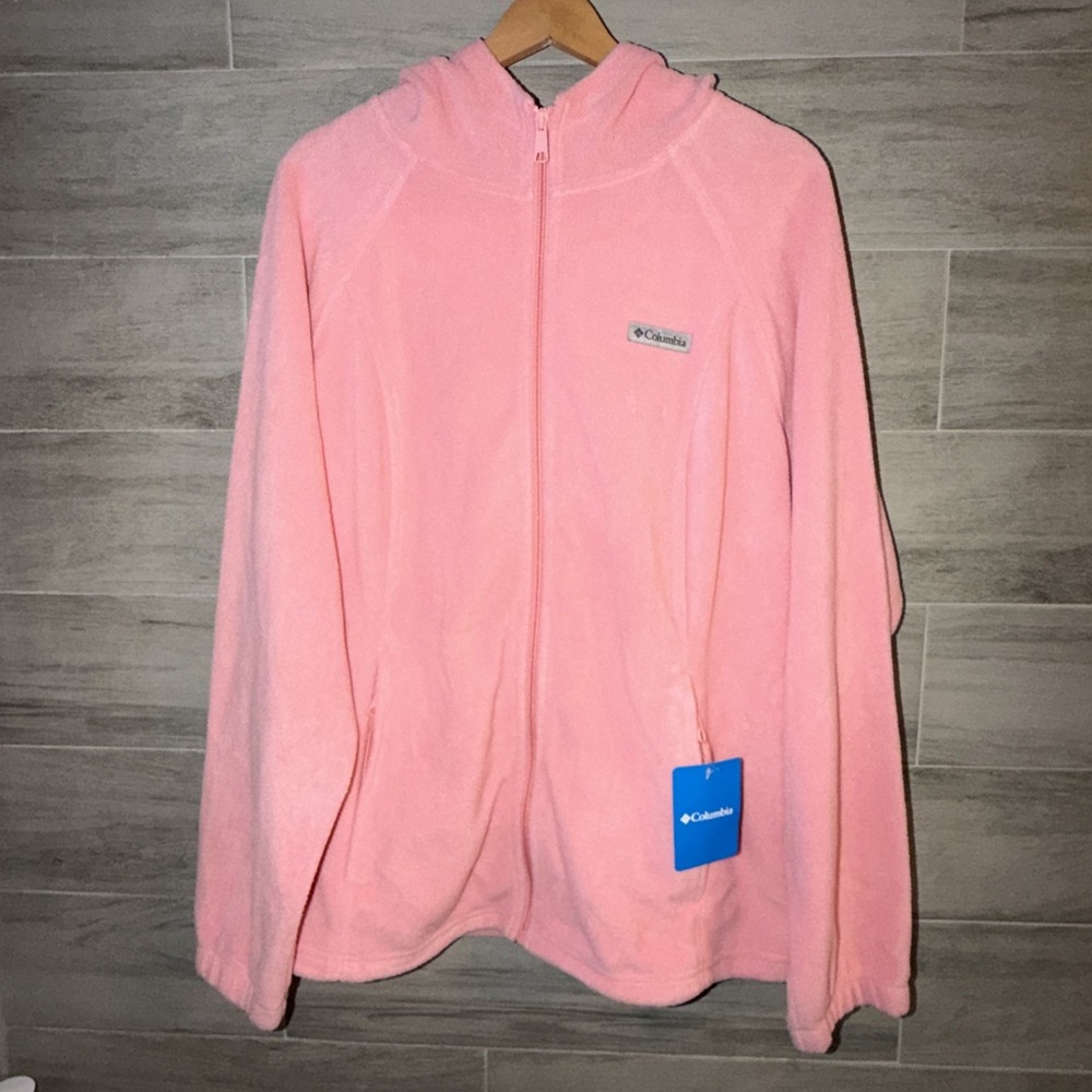 Columbia Women's XXL Benton Springs Full Zip Fleece Hooded Jacket Pink NWT